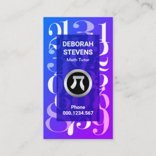 Cartão De Visita Tutor Matemático Azul Luminescente Números Matem
