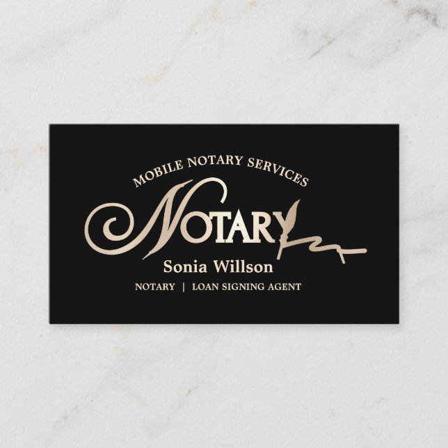 Cartão De Visita Typografia Mobile Notary & Loan Signal Agent Law (Frente)