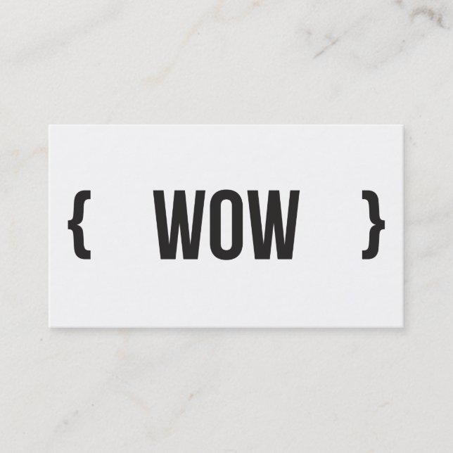 Cartão De Visita Uau - Suportado - preto e branco (Frente)