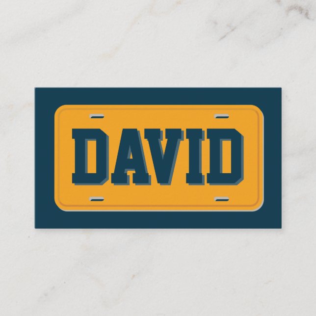 Cartão De Visita Uber Lyft Driver Orange e Blue License Plate (Frente)