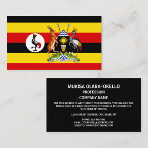 Cartão De Visita Uganda Flag & Casaco de Arms, Flag do Uganda