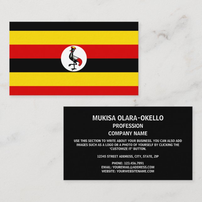Cartão De Visita Uganda Flag, Flag of Uganda (Frente/Verso)
