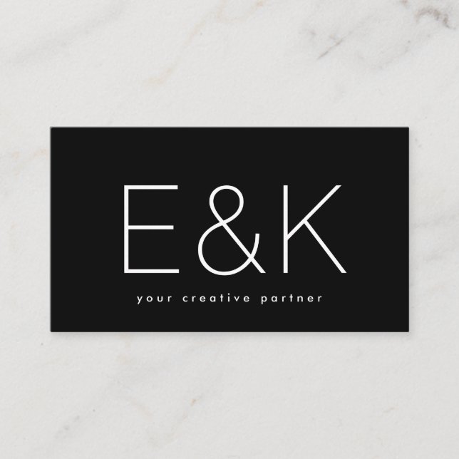 Cartão De Visita Ultra Moderno Espelho Grande Monograma Negro Único (Frente)