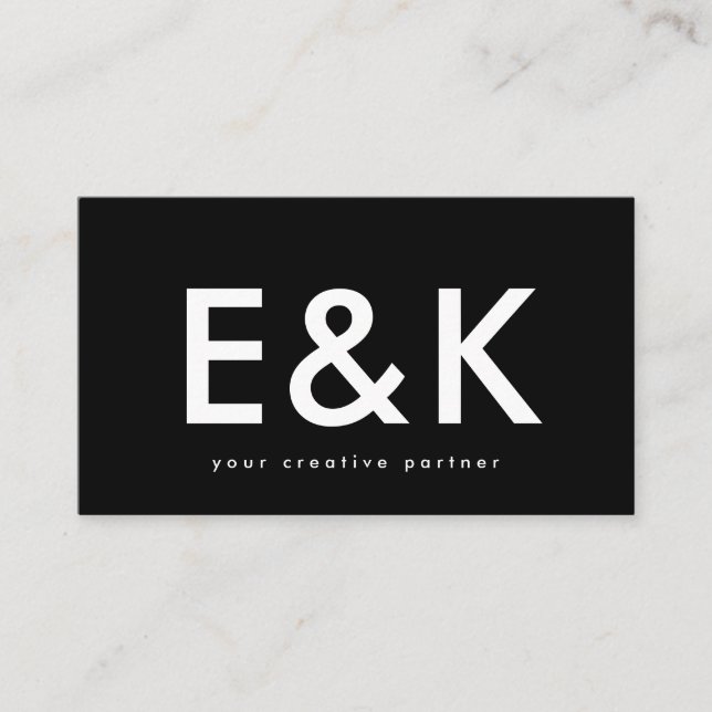 Cartão De Visita Ultra Moderno Extra Negrito Grande Monograma Negro (Frente)