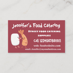 Cartão De Visita Um desenho animado de amigos de camarão de sushi