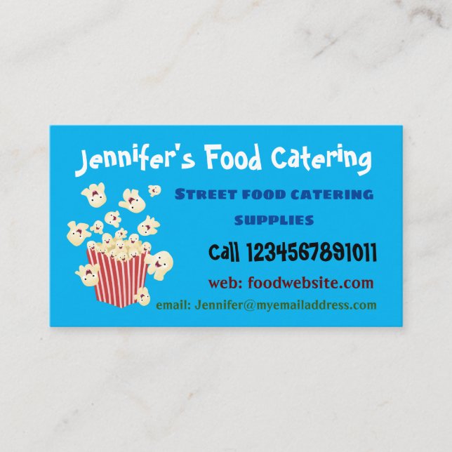 Cartão De Visita Um desenho animado de pipoca (Frente)
