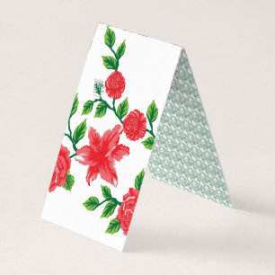 Cartão De Visita um monte de flores vermelhas num fundo branco