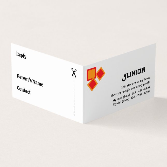 Cartão De Visita Um simples vamos em vez de crianças (Exterior)