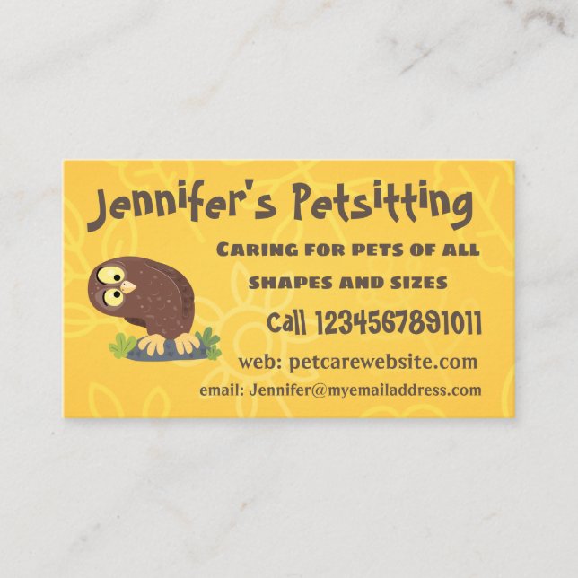 Cartão De Visita Uma ilustração curiosa e engraçada de desenho anim (Frente)