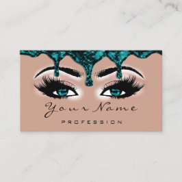 Cartão De Visita Unha Artista Coluna Rosa Lash Makeup Olhos Azuis
