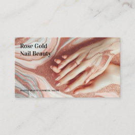 Cartão De Visita Unha de Maquiagem Lindo Rose Gold