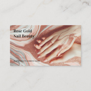 Cartão De Visita Unha de Maquiagem Lindo Rose Gold