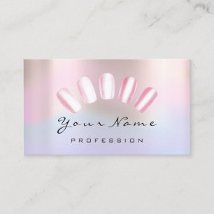 Cartão De Visita Unhas Artista Cor-de-Rosa Azul Manicure Hológrafo