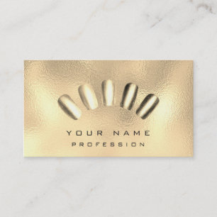 Cartão De Visita Unhas Artista Manicure Glam Champagne Metal
