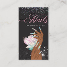 Unhas bonito de brilho de cristal holográfico