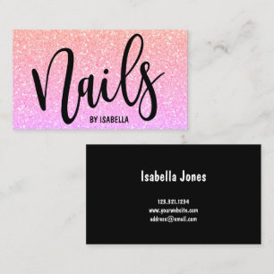 Cartão De Visita Unhas brilhantes de luz verde-clara moderna e boni