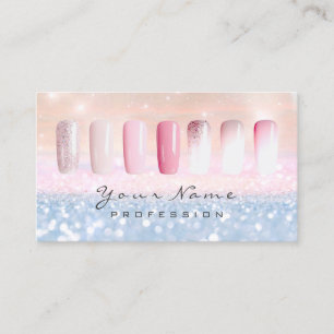 Cartão De Visita Unhas - Brilho - Pastel Rosa Rosa Lux