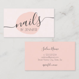 Cartão De Visita unhas cor-de-rosa com mínimo brilho moderno