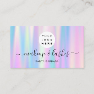 Cartão De Visita Unhas de ativação do logotipo azul holográfico cor