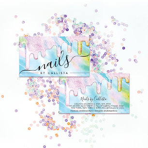 Cartão De Visita Unhas de Espessura das Glitter Holográficas do Mar