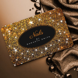 Cartão De Visita Unhas de Estrelas Luminosas de Tendência de Ouro E