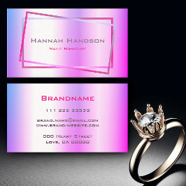 Cartão De Visita Unhas de tendências Design Holográficas Púrpura Pi