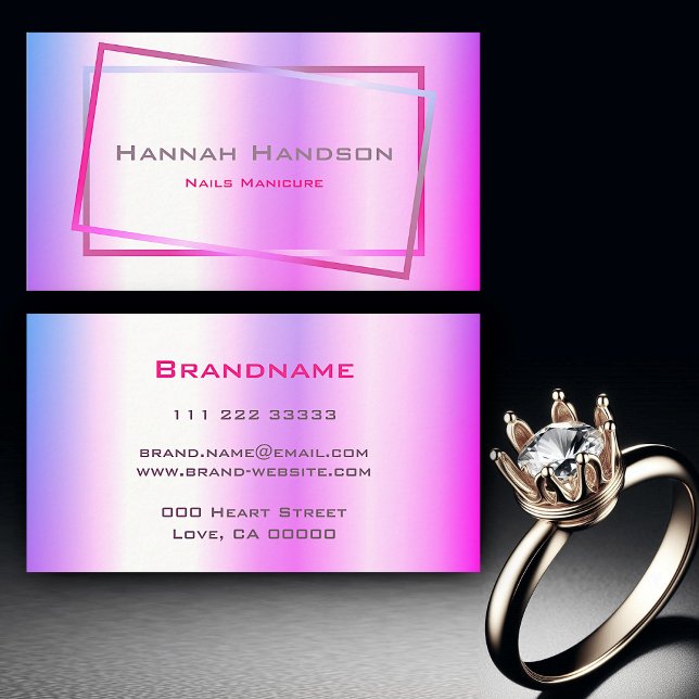 Cartão De Visita Unhas de tendências Design Holográficas Púrpura Pi (Criador carregado)