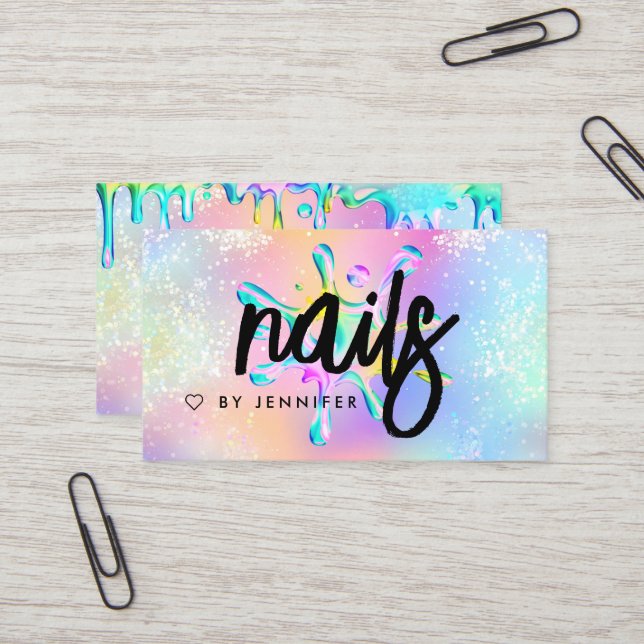 Cartão De Visita Unhas Holográficas Glitter Poloneses Splash Drives (Frente/Verso In Situ)