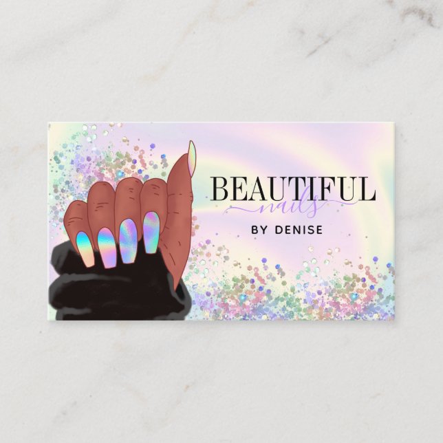 Cartão De Visita unhas holográficas salon afroamerican handbuss (Frente)
