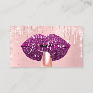 Cartão De Visita Unhas Makeup Artist Pink Drives Beijo Lábios Berry