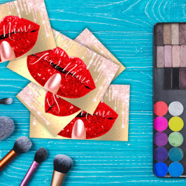 Cartão De Visita Unhas Makeup Artist Pink Drives Kiss Lábios Vermel