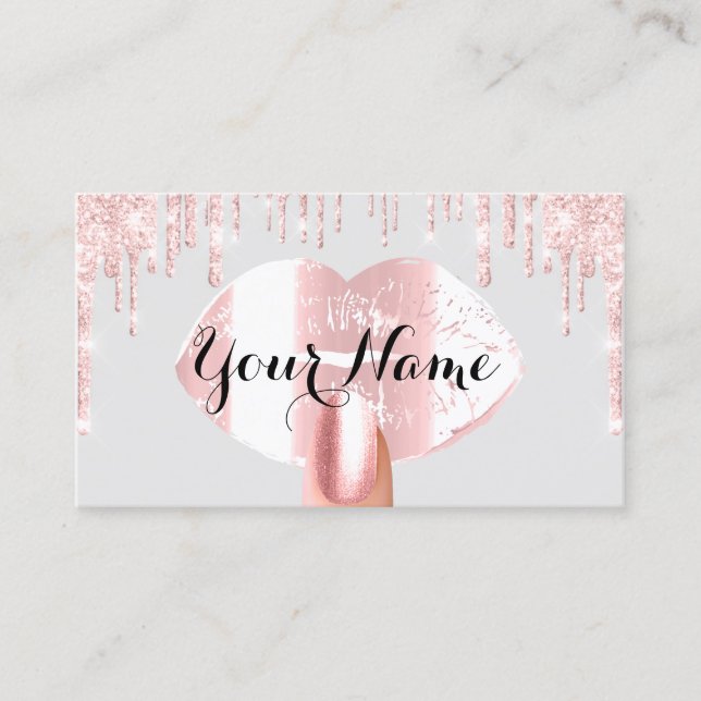 Cartão De Visita Unhas Makeup Artist Rosa Drives Cinza Kiss (Frente)