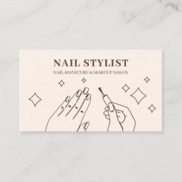 Cartão De Visita Unhas Marfim Bege Manicure Estilista Maquiagem