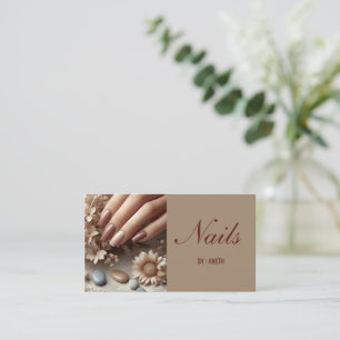 Cartão De Visita Unhas Marrons Elegantes
