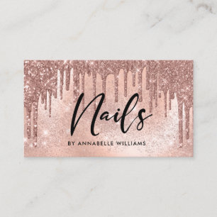 Cartão De Visita Unhas Modern Rosa Dourado