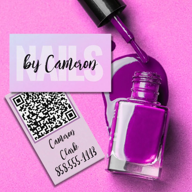 Cartão De Visita UNHAS Nail Technician Professional Purple, rosa (Criador carregado)