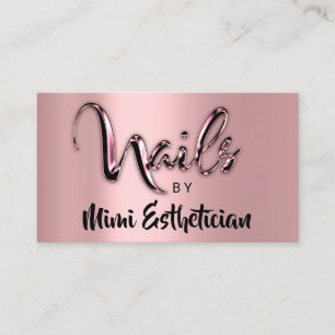 Cartão De Visita Unhas Studio Artist Logotipo Unhas Script Rosa Ros