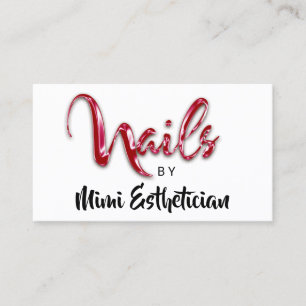 Cartão De Visita Unhas Studio Artist Red Unhas Script WhiteLogo
