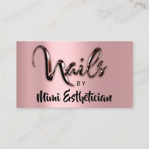 Cartão De Visita Unhas Studio Artist Unhas Logotipo Script Rosa Bro