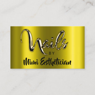Cartão De Visita Unhas Studio Artist Unhas Script Logotipo Mostarda