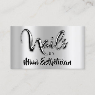 Cartão De Visita Unhas Studio Artist Unhas Script Logotipo Silver M