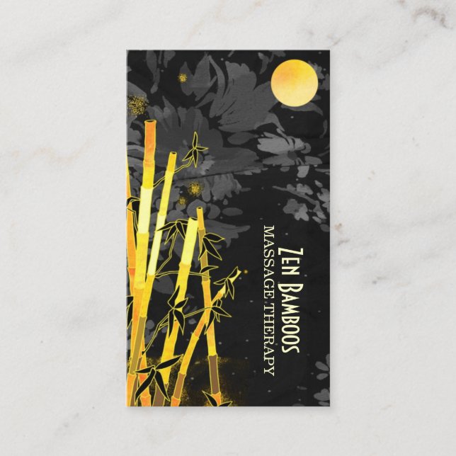 Cartão De Visita Única Terapêutica Asiática de Massagem de Bambus (Frente)