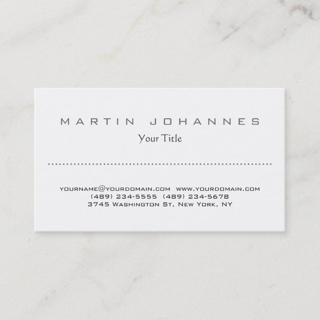 Cartão de visita único branco simples (Frente)