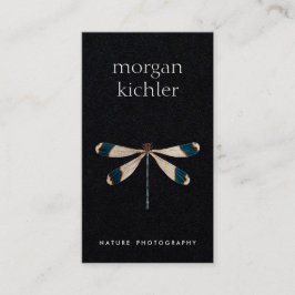Cartão De Visita Único Dragonfly Nature Professional Black