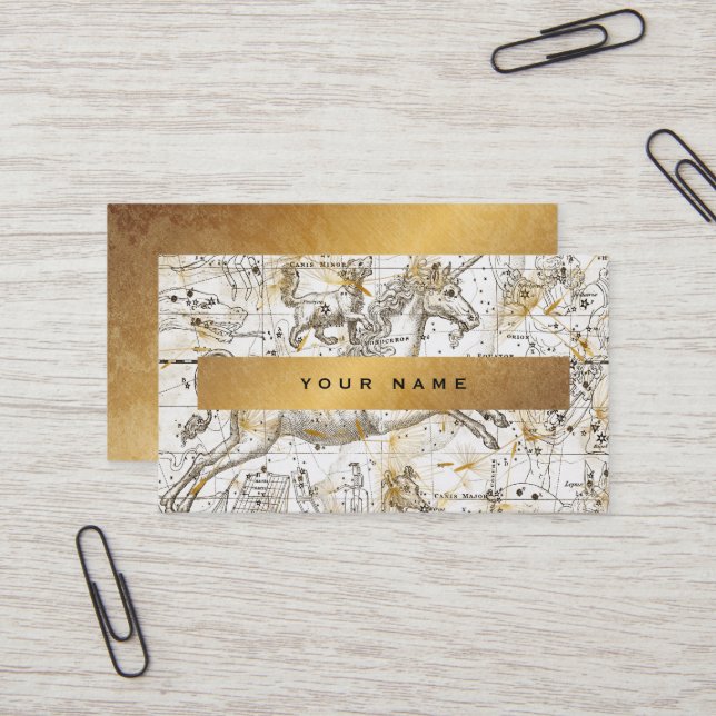 Cartão De Visita Unicorn White Dourado Grungy Dandelion Confetti Vi (Frente/Verso In Situ)