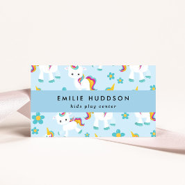 Cartão De Visita Unicórnios bonitos, Kids Play Center, Centro de At