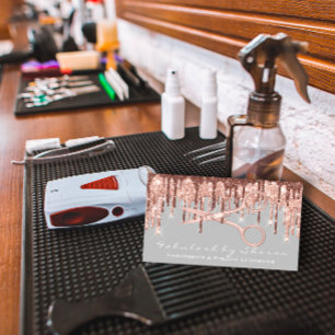 Cartão De Visita Unidade de Rosa de Cinza de Hairdresser Hair Styli
