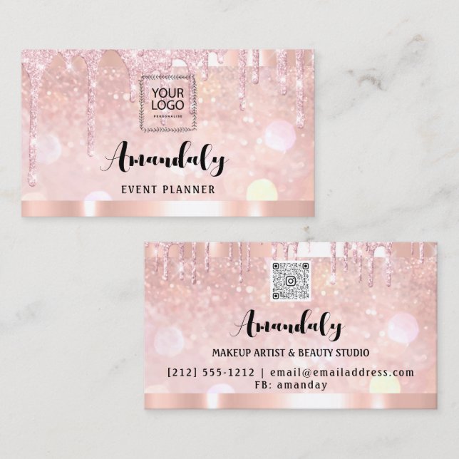 Cartão De Visita Unidade de Rosa do Código QR do Cabelo Unhas Lash  (Frente/Verso)