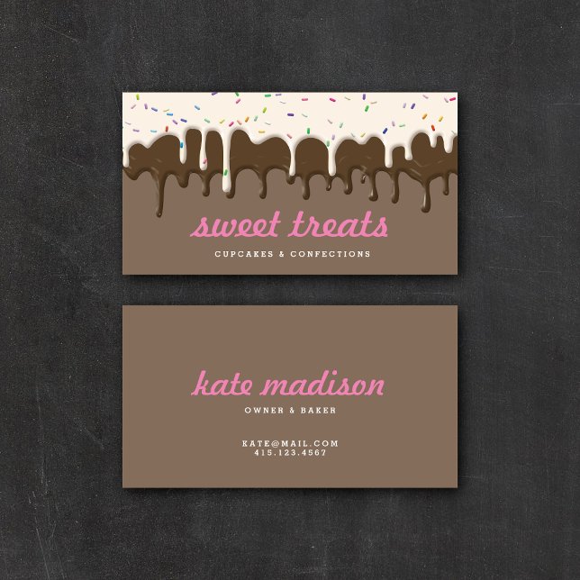 Cartão De Visita Unidade de Sorvete com icementação de Cupcake rosa (Criador carregado)