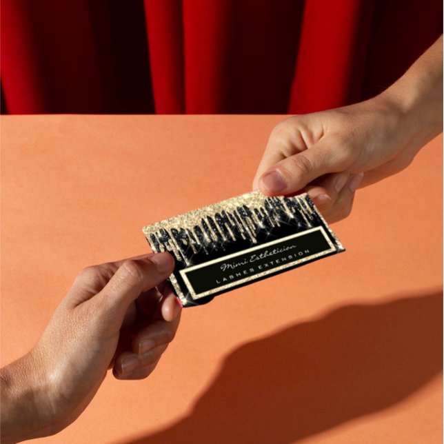 Cartão De Visita Unidade Dourada Eyelash Sepia Planner de Evento Pr (Professional Event Planner Eyelash Sepia Gold Drip Business Card)